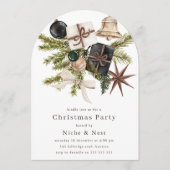 Elegant Boho Christmas Corporate Party 招待状 (正面)