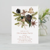 Elegant Boho Christmas Corporate Party Rose Gold 箔招待状 (立ち正面)