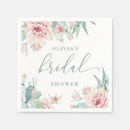 Elegant Boho Desert Bridal Shower | Cactus Floral スタンダードカクテルナプキン