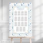 Elegant Boho Dusty Blue Gold Glitter Seating Chart ポスター