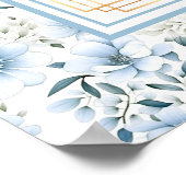 Elegant Boho Dusty Blue Gold Glitter Seating Chart ポスター (角)