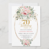 Elegant Boho Dusty Pink 70th Birthday Invitation 招待状 (正面)