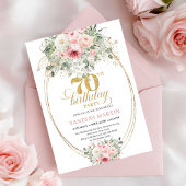 Elegant Boho Dusty Pink 70th Birthday Invitation 招待状