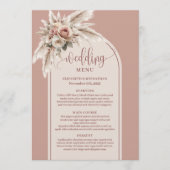 Elegant Boho Dusty Pink Pampas Floral Wedding Menu メニュー (正面)