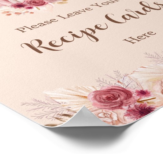 Elegant Boho Fall Leave Your Recipe Card Here ポスター (角)