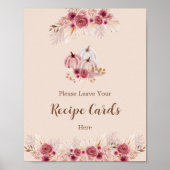 Elegant Boho Fall Leave Your Recipe Card Here ポスター (正面)