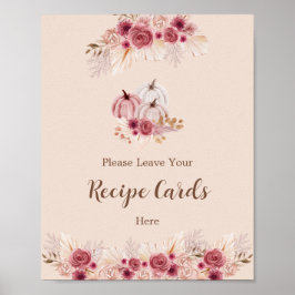 Elegant Boho Fall Leave Your Recipe Card Here ポスター