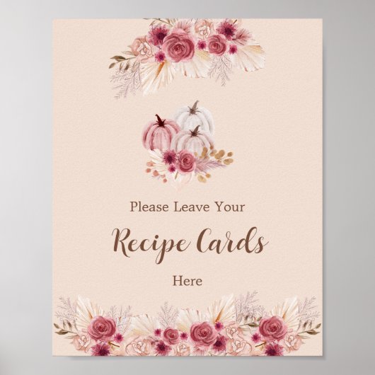 Elegant Boho Fall Leave Your Recipe Card Here ポスター (正面)