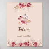 Elegant Boho Fall Pumpkin Favors Please Take One ポスター (正面)