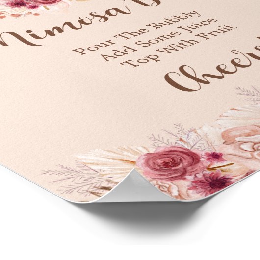 Elegant Boho Fall Pumpkin Mimosa Bar ポスター (角)