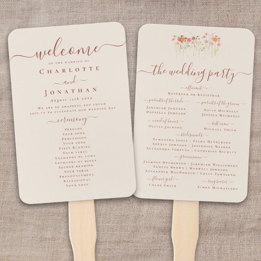 Elegant Boho Fall Wildflower Wedding Ceremony ハンドファン