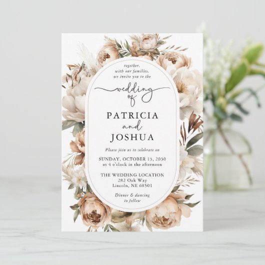 Elegant Boho Floral Arch Wedding Invitation 招待状 (スタンド正面)