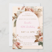 Elegant Boho Floral Birthday Invite 招待状 (正面)