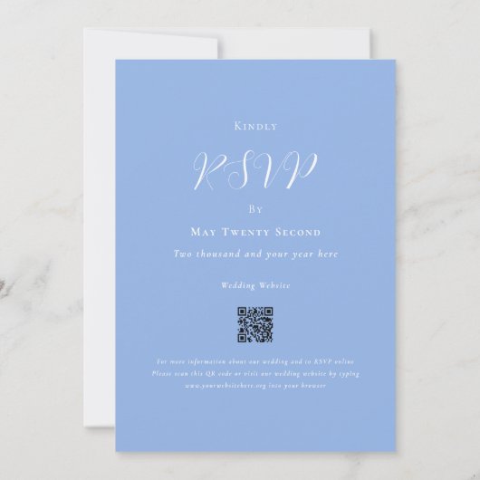 Elegant Boho Floral Bouquet Blue Wedding Qr Code 招待状 (裏面)