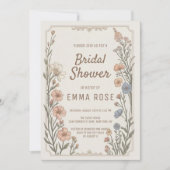 Elegant Boho Floral Bridal Shower Invitation 招待状 (正面)