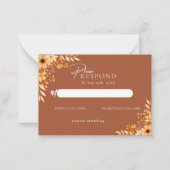 Elegant boho Floral Hand-Drawn  Wedding RSVP ノートカード (正面)