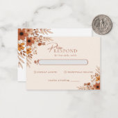 Elegant boho Floral Hand-Drawn  Wedding RSVP ノートカード (正面/裏面インサイチュ)