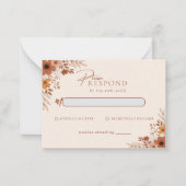 Elegant boho Floral Hand-Drawn  Wedding RSVP ノートカード (正面)