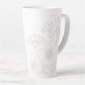 Elegant Boho Floral Line Art Frame Background カフェラテマグ (右アングル)