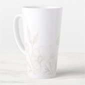 Elegant Boho Floral Line Art Frame Background カフェラテマグ (左アングル)