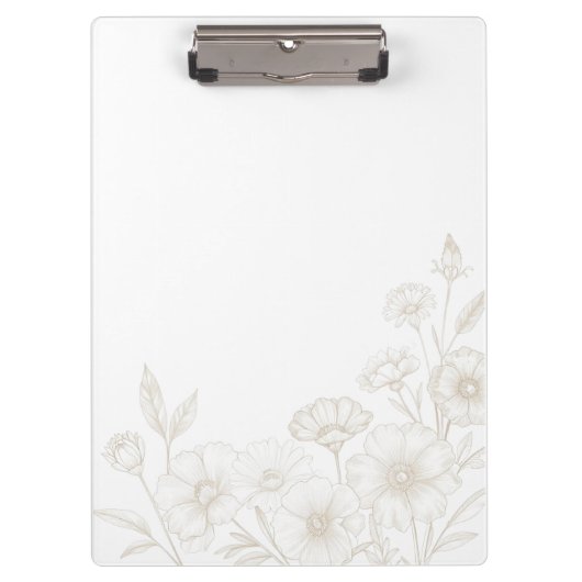 Elegant Boho Floral Line Art Frame Background クリップボード (正面)