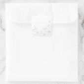 Elegant Boho Floral Line Art Frame Background スクエアシール (バッグ)