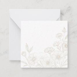 Elegant Boho Floral Line Art Frame Background ノートカード