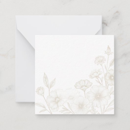 Elegant Boho Floral Line Art Frame Background ノートカード (正面)