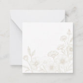 Elegant Boho Floral Line Art Frame Background ノートカード (裏面)