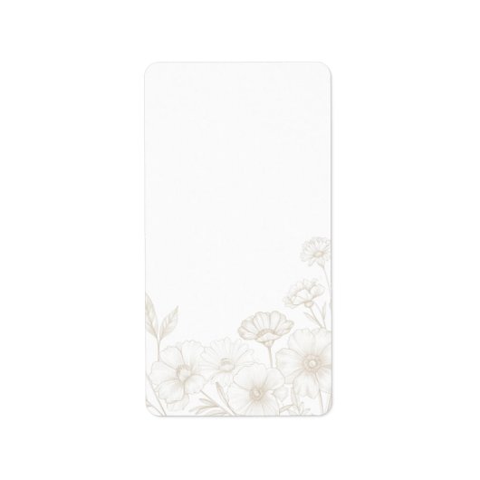 Elegant Boho Floral Line Art Frame Background ラベル (正面)