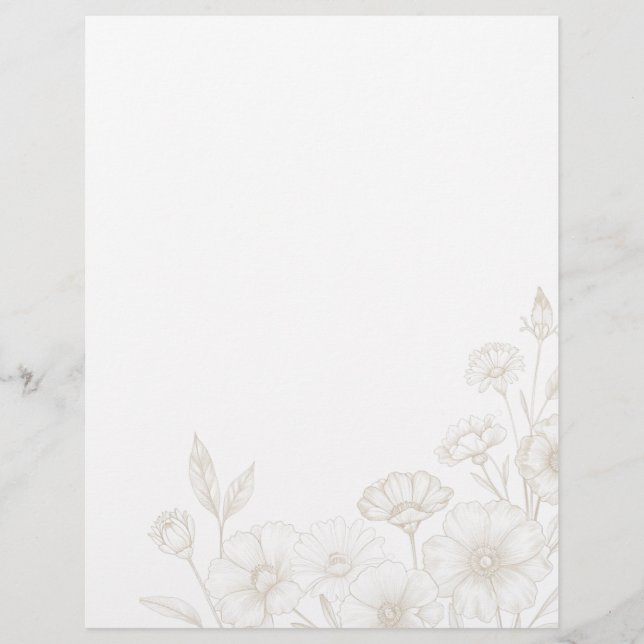 Elegant Boho Floral Line Art Frame Background レターヘッド (正面)