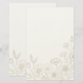 Elegant Boho Floral Line Art Frame Background 便箋 (正面/裏面)
