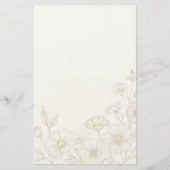 Elegant Boho Floral Line Art Frame Background 便箋 (正面)
