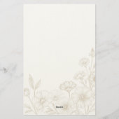 Elegant Boho Floral Line Art Frame Background 便箋 (裏面)