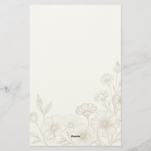 Elegant Boho Floral Line Art Frame Background 便箋 (裏面)