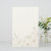 Elegant Boho Floral Line Art Frame Background 便箋 (スタンド正面)