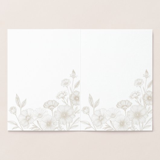 Elegant Boho Floral Line Art Frame Background 箔カード (内部)
