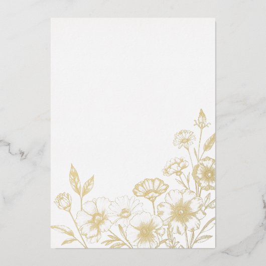 Elegant Boho Floral Line Art Frame Background 箔シーズンカード (正面)
