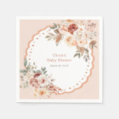 Elegant Boho Floral Neutral Baby Shower Napkins スタンダードカクテルナプキン (正面)