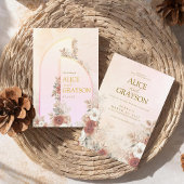 Elegant Boho Floral Purple Pink Modern Wedding 招待状