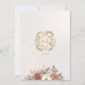 Elegant Boho Floral Rose Pink Modern Wedding  招待状 (裏面)