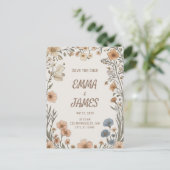 Elegant Boho Floral Save the Date Card 案内ポストカード (スタンド正面)