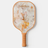 Elegant Boho Floral Watercolor Custom Monogram ピックルボールラケット (正面)