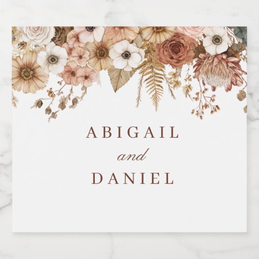 Elegant Boho Floral Wedding ビールラベル (シングルラベル)