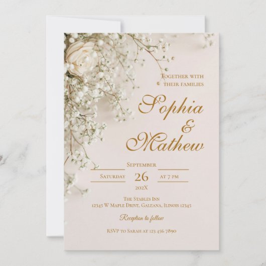 Elegant Boho Floral Wedding  招待状 (正面)
