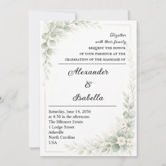 Elegant Boho Floral Wedding Invitation 招待状