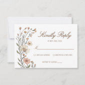 Elegant Boho Floral Wedding RSVP Card (正面)