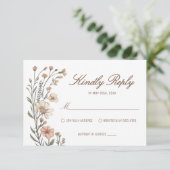 Elegant Boho Floral Wedding RSVP Card (スタンド正面)