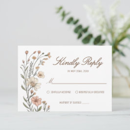 Elegant Boho Floral Wedding RSVP Card