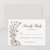 Elegant Boho Floral Wedding RSVP Card (正面/裏面)
